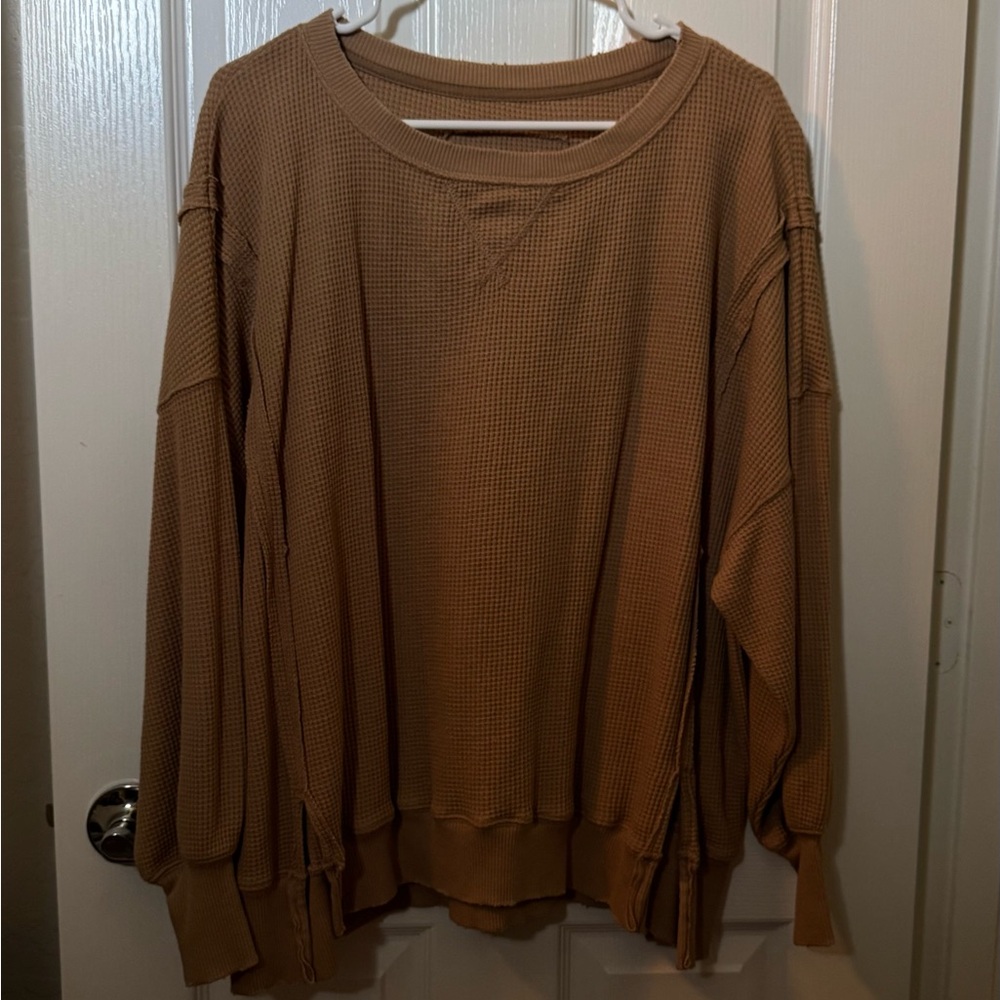 AE Tan Waffle Knit Sweater